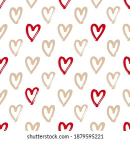 Vector illustration of seamless pattern with hand drawing hearts.