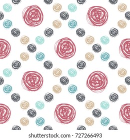 Vector illustration of seamless pattern with hand draw polka dot.