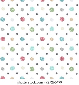 Vector illustration of seamless pattern with hand draw polka dot.