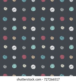 Vector illustration of seamless pattern with hand draw polka dot.