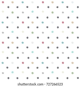 Vector illustration of seamless pattern with hand draw polka dot.