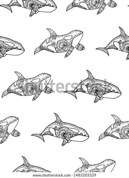 vector illustration seamless pattern hand drawing stock