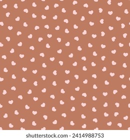 Vector illustration. Seamless pattern, Happy Valentine's Day, Brown background with hearts, love, happiness, templates, cards, wallpapers, for website, brochure, advertisement, social media