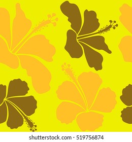 Vector illustration. Vector seamless pattern of Hawaiian Aloha Shirt seamless design in brown and yellow colors.