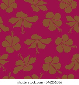 Vector illustration. Vector seamless pattern of Hawaiian Aloha Shirt seamless design in purple and brown colors.
