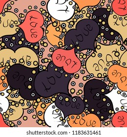 Vector illustration. Seamless pattern Heart love Valentine card hearts. Sketch designed loves heart. Graphic hearts love on beige, black and violet colors. Couple romantic love heart.