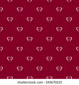 Vector illustration seamless pattern with hearts jo the red background.