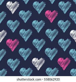 Vector illustration. Seamless pattern of hearts. Background of colorful hearts.