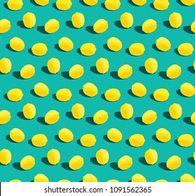 Vector illustration. Seamless pattern image of lemons in vivid color in summer. A simple object that represents summer passion. 	