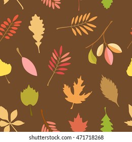 Vector illustration. Seamless pattern with the image of autumn leaves. 
