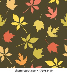 Vector illustration. Seamless pattern with the image of autumn leaves. The background. Backdrop. Natural motive.