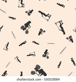 Vector illustration of a seamless pattern with the images of people active summer vacationers, flat style