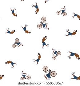 Vector illustration of a seamless pattern with the images of people active summer vacationers, flat style