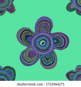 vector illustration of seamless pattern inspired by texture of  gem stone slices, folded as a flower. Striped texture. Nice to do textile prints, wrapping paper, wall paper etc.