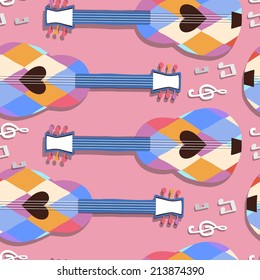 vector illustration seamless pattern isolated Spanish guitars 