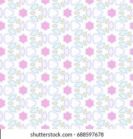 Vector illustration of seamless pattern of kaleidoscope shapes