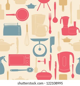 vector illustration seamless pattern of kitchen tools for cooking