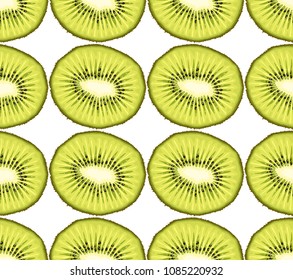 Vector illustration of seamless pattern from kiwi slices on white background