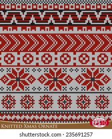 Vector illustration seamless pattern. Knitted ornament with high detail made fabric texture 