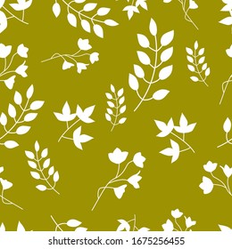Vector illustration, Seamless pattern with leaves. Green background