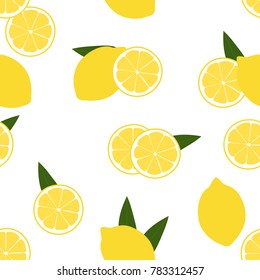 Vector illustration of seamless pattern of lemon. 