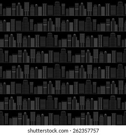 Vector illustration Seamless pattern of line skyscrapers. Black and white