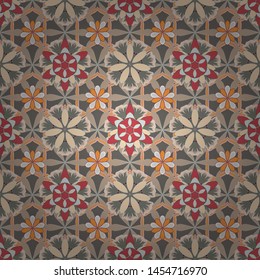 Vector illustration. Seamless pattern with Luxury Ornament. Elegant Christmas Poster Template with gray, pink and beige Elements.