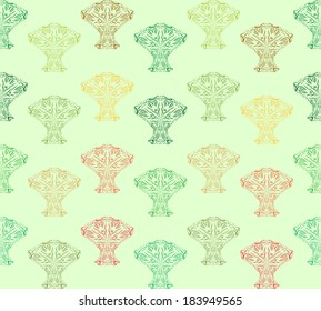 Vector illustration of seamless pattern made with abstract trees changing through seasons.