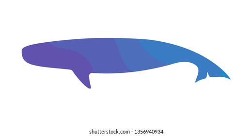 Vector illustration seamless pattern. Marine tropical design. Blue gradient silhouette of blue whale. White background