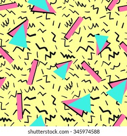 Vector Illustration of Seamless pattern in memphis style Design, Website, Background, Banner.  Retro abstract geometric Element Template. 80s 90s style