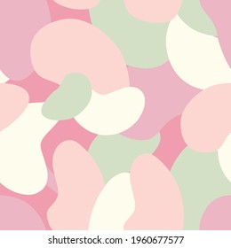 Vector illustration of seamless pattern of minimalist camouflage ornament drawn with pastel colors