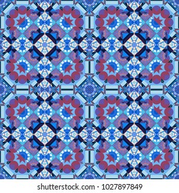 Vector illustration. Seamless pattern modern stylish tiling design with squares in purple, blue and violet colors.