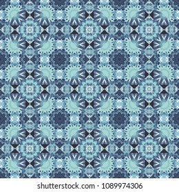 Vector illustration. Seamless pattern modern stylish tiling design with squares in gray, brown and blue colors.