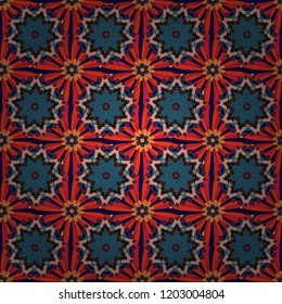 Vector illustration. Seamless pattern modern stylish tiling design with squares in brown, red and blue colors.