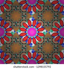 Vector illustration. Seamless pattern modern stylish tiling design with squares in red, gray and blue colors.