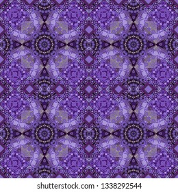 Vector illustration. Seamless pattern modern stylish tiling design with squares in violet, neutral and black colors.