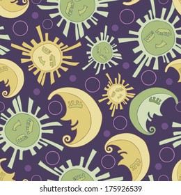 Vector illustration seamless pattern of Moon