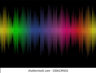 Vector illustration, seamless pattern. Mosaic like sound waves.