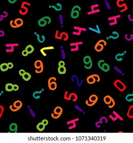Vector illustration. Seamless pattern of multicolored numbers.