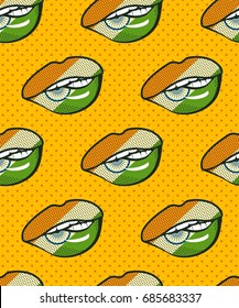 Vector illustration seamless pattern of the national flag on female lips