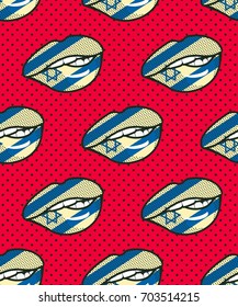 Vector illustration seamless pattern of the national flag on female lips