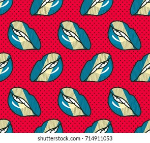Vector illustration seamless pattern of the national flag on female lips
