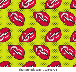 Vector illustration seamless pattern of the national flag on female lips