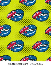 Vector illustration seamless pattern of the national flag on female lips