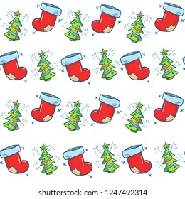 Vector illustration. Seamless pattern of New Year elements. Good for card/invitation/banner template.