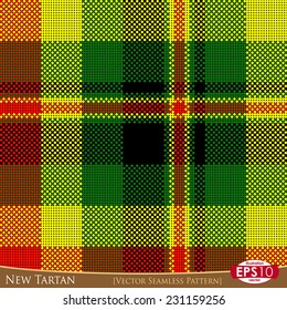 Vector illustration seamless pattern. New tartan textile variant with high detail made fabric texture (circles).