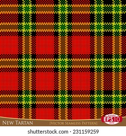 Vector illustration seamless pattern. New tartan textile variant with high detail made fabric texture (circles).