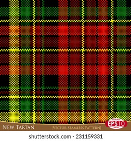 Vector illustration seamless pattern. New tartan textile variant with high detail made fabric texture (circles).
