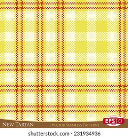Vector illustration seamless pattern. New tartan textile variant with high detail made fabric texture (circles).