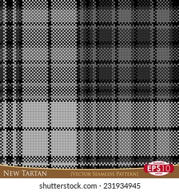 Vector illustration seamless pattern. New tartan textile variant with high detail made fabric texture (circles).